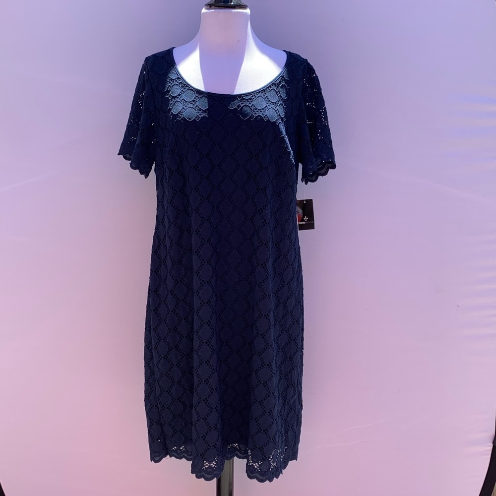 RONNI NICOLE Oval Blue Lace Sheath Dress Size 14W